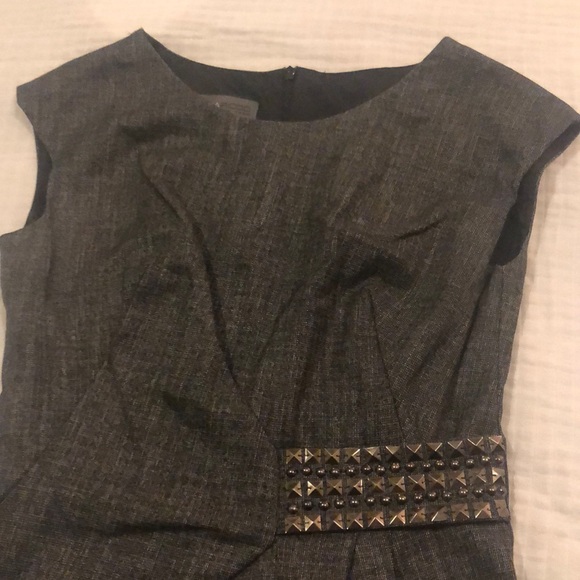 Dk gray classic cotton dress w/decorative waist - Picture 2 of 3